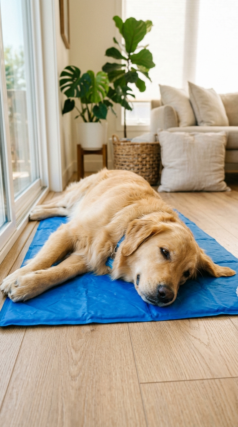 Dog on Self-Cooling Gel Mat